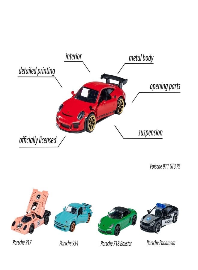 Smoby Majorette Porsche Gift Set With Colorful Racing Toy Cars With Rotating Wheels Features, Die Cast Vehicle, Scale 1:64, For Car Fans&Collector For 3+ Years Girls, Boys, Kids, Multicolor - Image 4